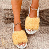 Pantuflas de interior cálidas y peludas de felpa corta